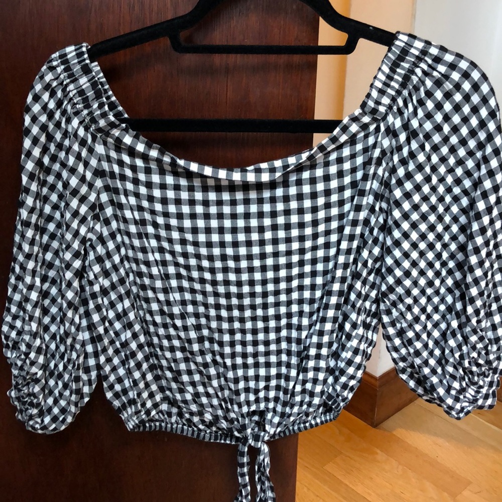 Forever 21 gingham cropped off the shoulder top